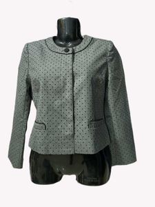 Elegant Polka Dot Grey Korean Blazer