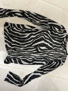 Zebra Print Mesh Top