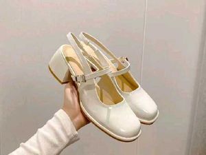 White Double Bucket Marry Jane Heels