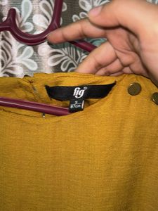 Mustard Yellow Button Detail Top