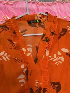 Orange Floral Crop Top