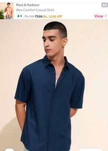 Navy Blue Short Sleeve Button Down