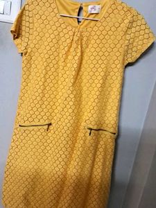 Cute Yellow Dress With Fashionable Zips