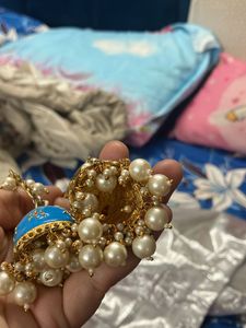 Blue Jhumka Hoop Earrings