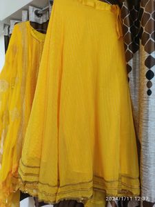 Haldi Outfit Lahenga Kurti Dupatta