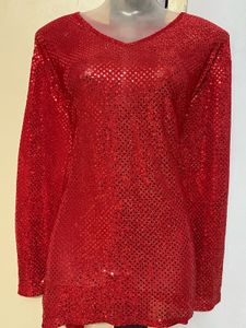 Pintrest Red Glitter Plus Size Top