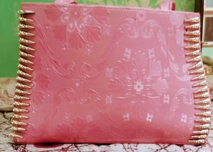 Chic Pink Floral Embellished Handbag