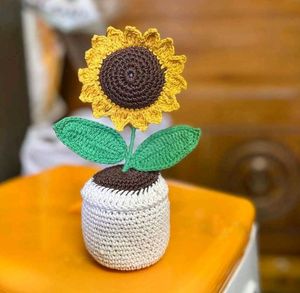 Crochet Sunflower Pot ( Available in Coins 😁)