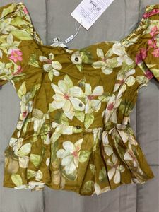 Label Ritu Kumar Olive Floral Print Top