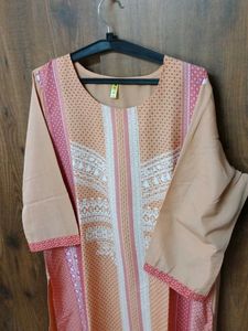 Women Peach Pink Plus Size Kurti