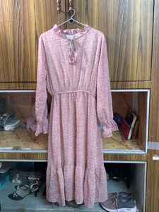 Elegant Pink Floral Midi Dress