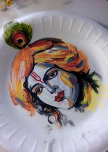 Krishna 🍽 Plate Painting Draw Handmade Work