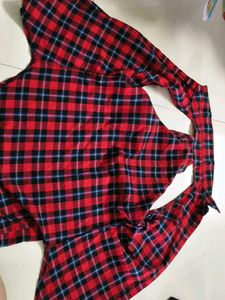 Red And Black Mix Checks Top Type Shirt