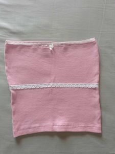 Pink Lace Trim Tube Top