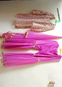Elegant Pink &amp; Beige Gharara Suit
