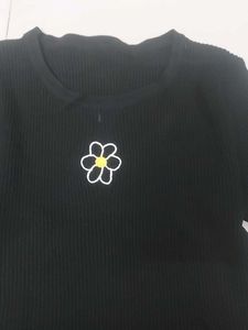 Cute Black Floral T-Shirt