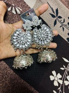 Silver Jhumka Earrings