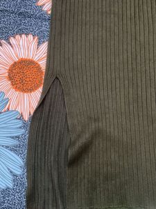 Olive Knit Midi Skirt