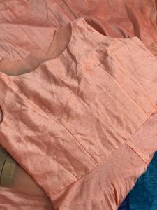Elegant Peach Embroidered Gown Pant With Dupatta