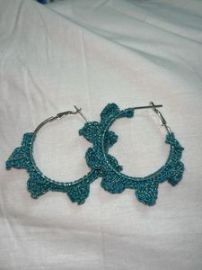 Blue Crochet Hoops