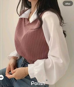 New With Tag Bow Korean Pink Shirt Sweater Pullove