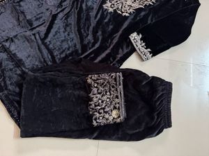 Black Velvet Dress Without Duppata