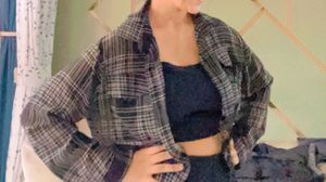 black cropped shirt