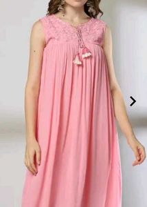 Pink Embroidered Tassel Dress
