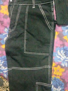 Black Stitch Detail Carpenter Pants