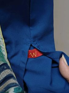 W Blue &amp; Green Printed Kurta