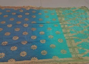 Elegant Embroidered Sea green flare frock