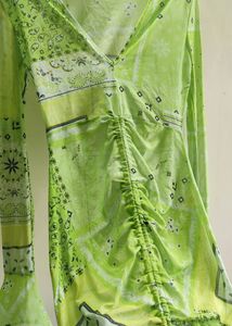 Lime green long-sleeved dress(sheer)