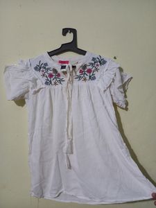 Lucky Charm White Top with Butterfly Sleeves