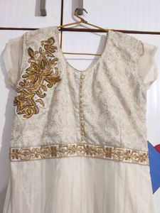 Women Off White Gown With Dupatta