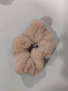 Fuzzy Blush Scrunchie