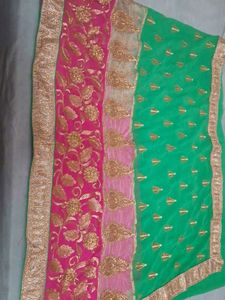 Multi Color Heavy Work Paroot Green Designer