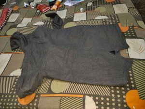 Gray long korean hoody jacket fur inside
