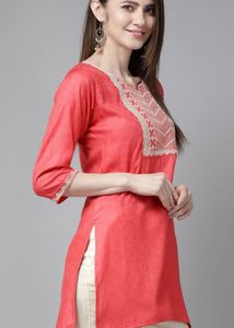 Coral Embroidered Kurti