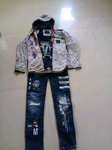 Boy's Outfit: Hooded Shirt & Jeans