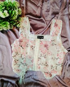 Preetylittlething Lace Trim Corset Crop Top