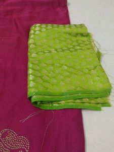 Elegant Pink &amp; Green Saree