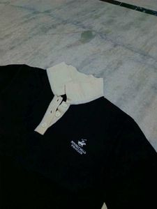 Black Polo Long Sleeve Top