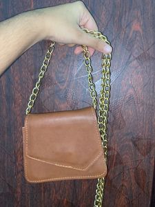 Mango Mini Brown Leather Bag