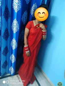 Red Net Saree