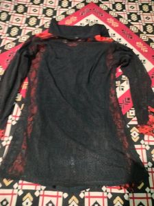 Red Black Net Top