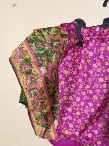Flower Design With Pink Sari  🥻