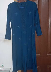 Teal Embroidered Kurti
