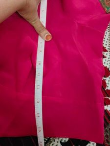 Embroidered Pink and Green Saree Fabric