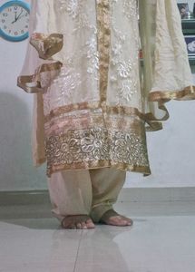 Cream Embroidered Salwar Kameez