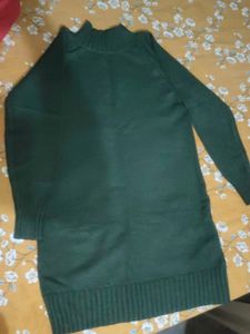 Green Knit Sweater Dress